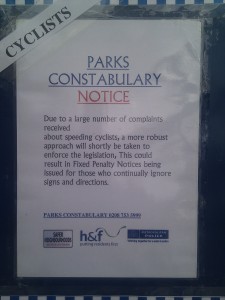 Furnival gardens park constabulary notice to cyclists